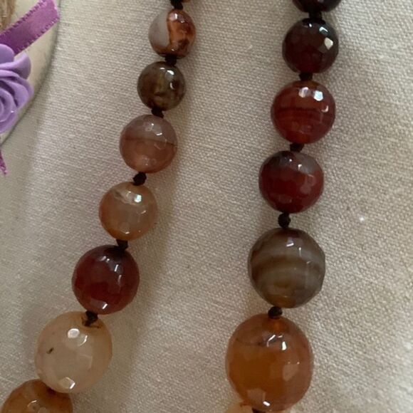 NWOT GENUINE CARNELIAN KNOTTED BEADS NECKLACE - Picture 4 of 6